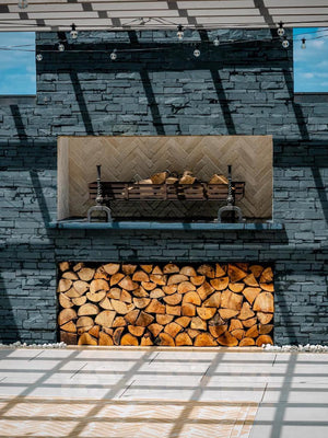 Black Slate Split Face Outdoor Wall Cladding - 600x150x20mm