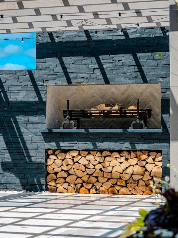 Black Slate Split Face Outdoor Wall Cladding - 600x150x20mm