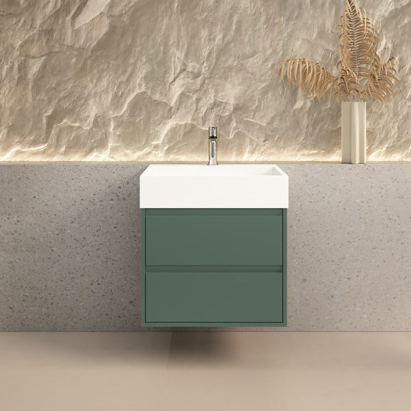 Boston Green Vanity With Stone Resin Basin - 600mm
