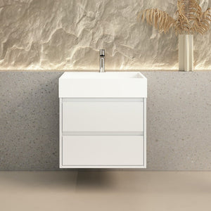 Boston Matt White Vanity With Stone Resin Basin - 600mm
