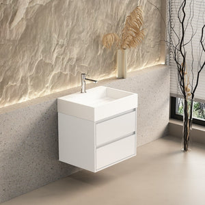 Boston Matt White Vanity With Stone Resin Basin - 600mm

