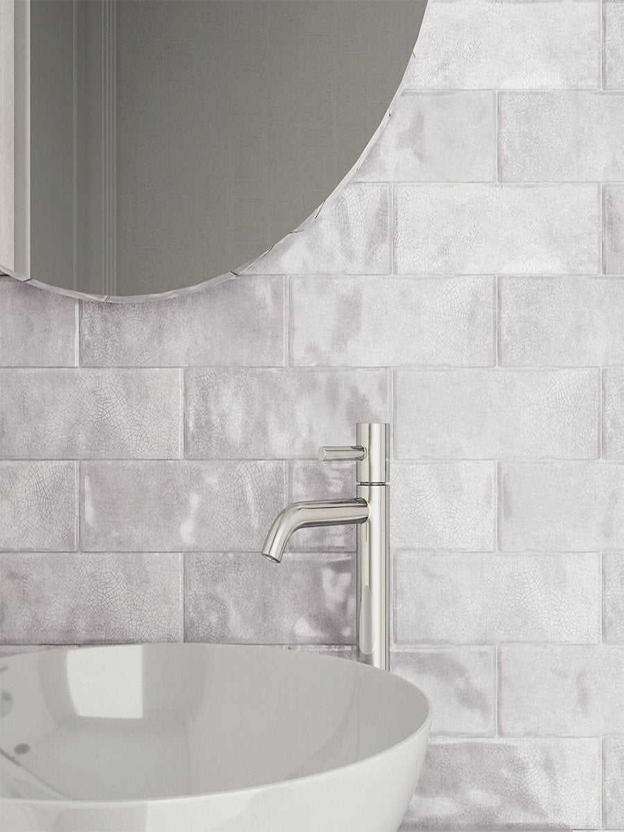 Boston Soft Grey Crackle Wall & Floor Tile - 65x200mm