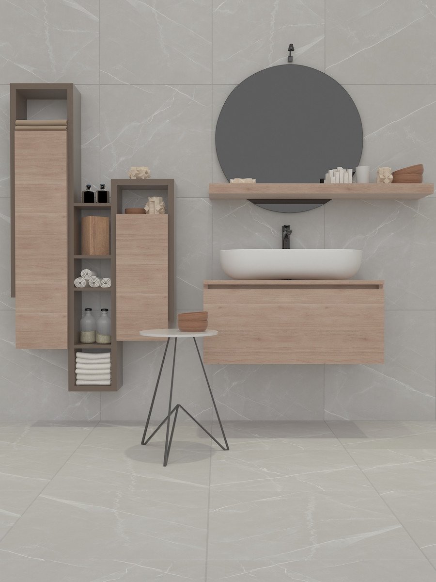 Brenzo Light Porcelain Tile - 600x600mm
