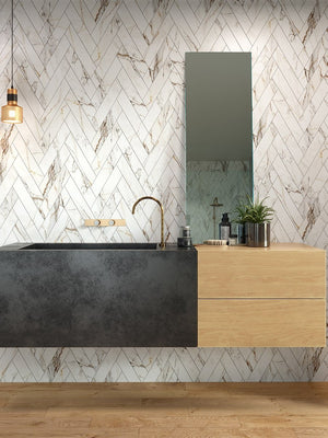 Calacatta Gold Chevron Tile - 80x400mm