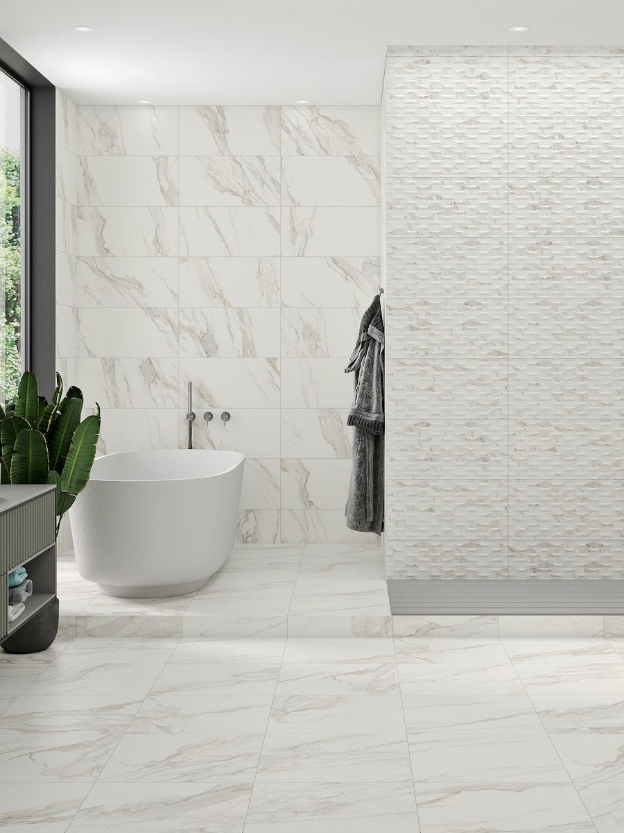 Calacatta Gold Satin Ceramic Tile - 600x300mm
