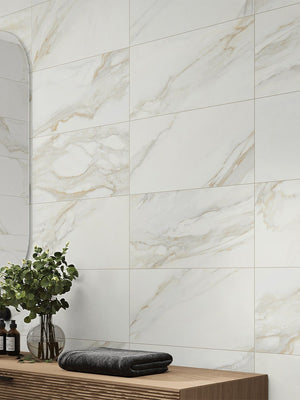 Calacatta Gold Satin Ceramic Tile - 600x300mm
