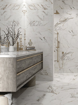 Calacatta Gold Marble Effect porcelain Tiles - 150x900mm
