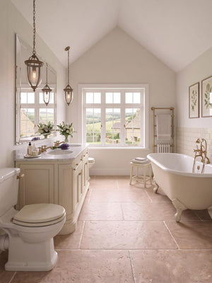 Campaspero Sand Tumbled Limestone-Effect Porcelain Tile - 910x610mm