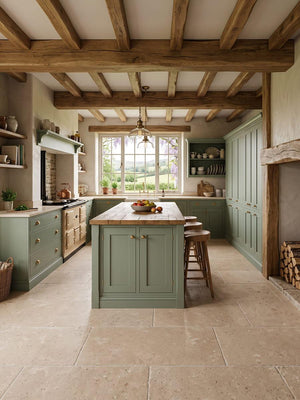 Campaspero Sand Tumbled Limestone-Effect Porcelain Tile - 910x610mm