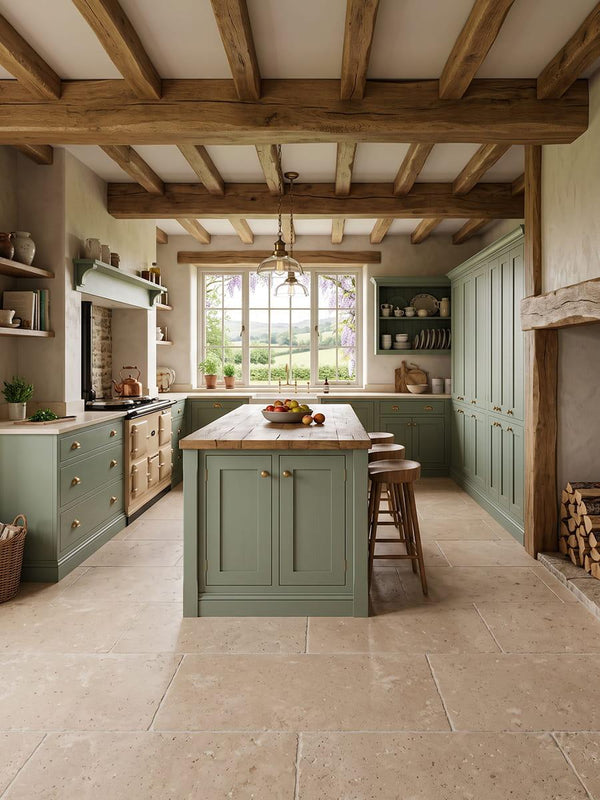 Campaspero Sand Tumbled Limestone-Effect Porcelain Tile - 910x610mm