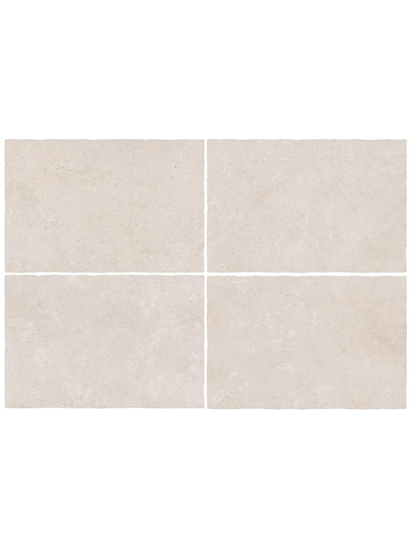 Campaspero Pearl Tumbled Limestone-Effect Porcelain Tile - 910x610mm