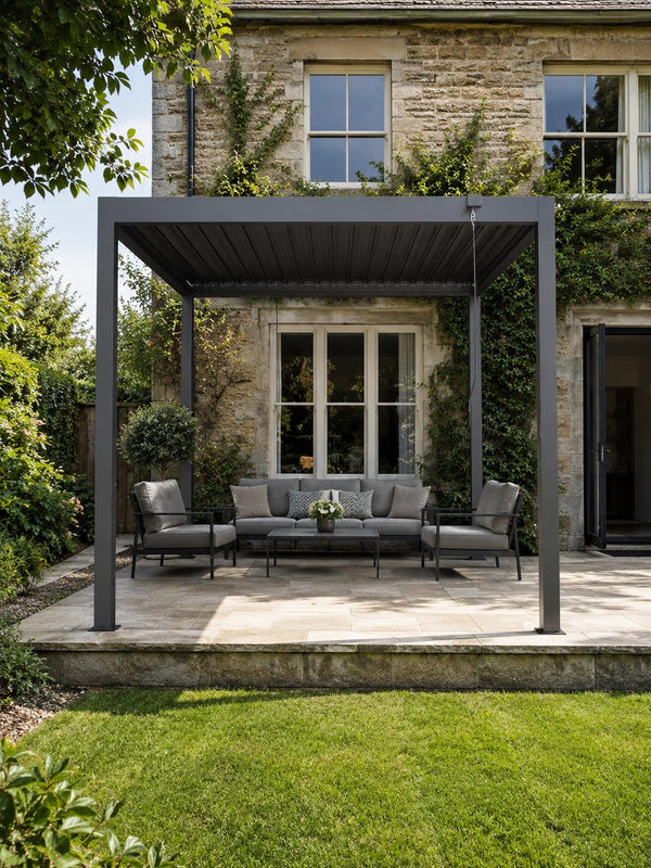 Carlisle Aluminium Free Standing Pergola in Graphite Grey - 3 x 3m / 3 x 4m