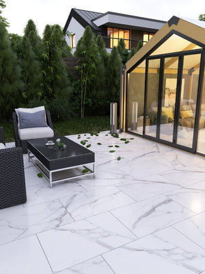 Carrara Outdoor Porcelain Tile - 600x600x20mm