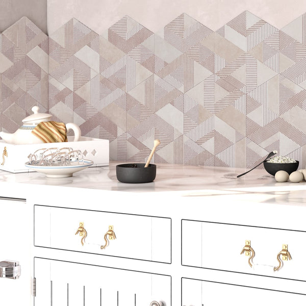 Catuni Rosa Hexagon Porcelain Wall Tiles - 258x290mm
