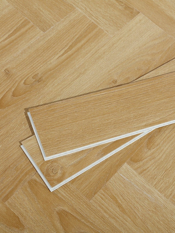 Chateau Light Oak Herringbone Click Vinyl Floor Tiles - 640x128mm