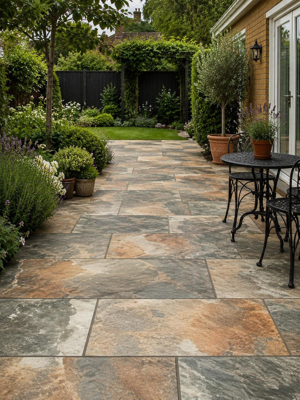 Copper Slate Porcelain Paving Slabs - 900x600x16mm
