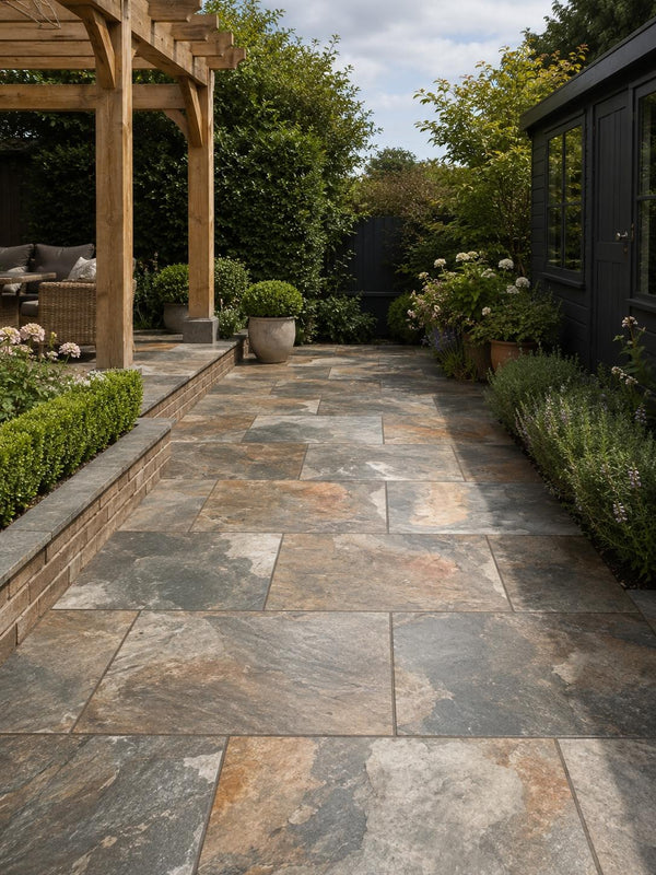Copper Slate Porcelain Paving Slabs - 900x600x16mm