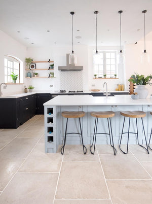 Cotswold Linen Tumbled Limestone-Effect Indoor Porcelain Tiles - 910x610mm