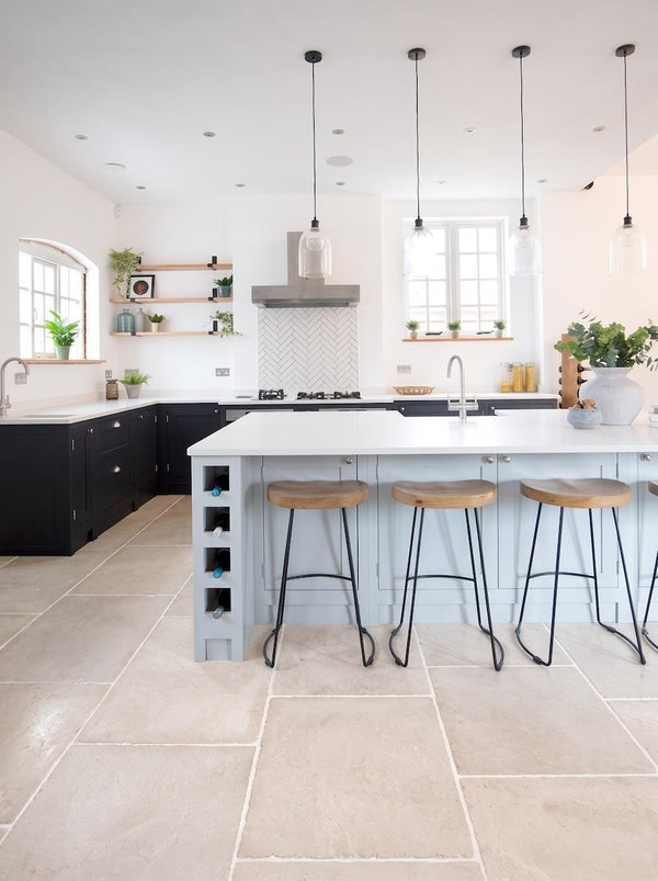 Cotswold Linen Tumbled Limestone-Effect Indoor Porcelain Tiles - 910x610mm