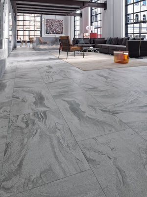 Chippolino Grey Marble Effect Porcelain Indoor Wall & Floor Tiles - 1200x600(mm)