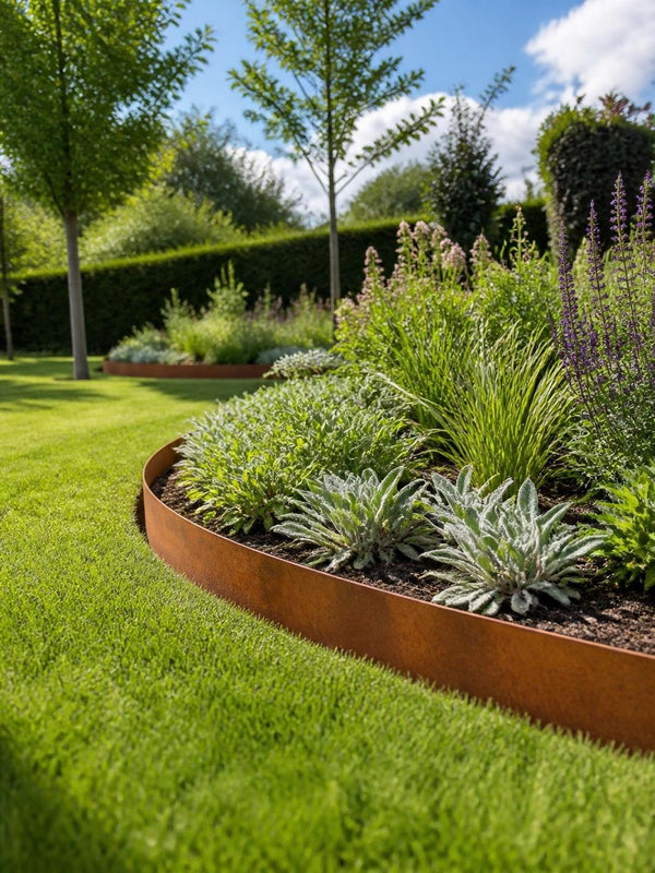 Corten Steel Lawn Edging 1075 x 150mm - Pre-Rusted (Pack of 5 Pcs)