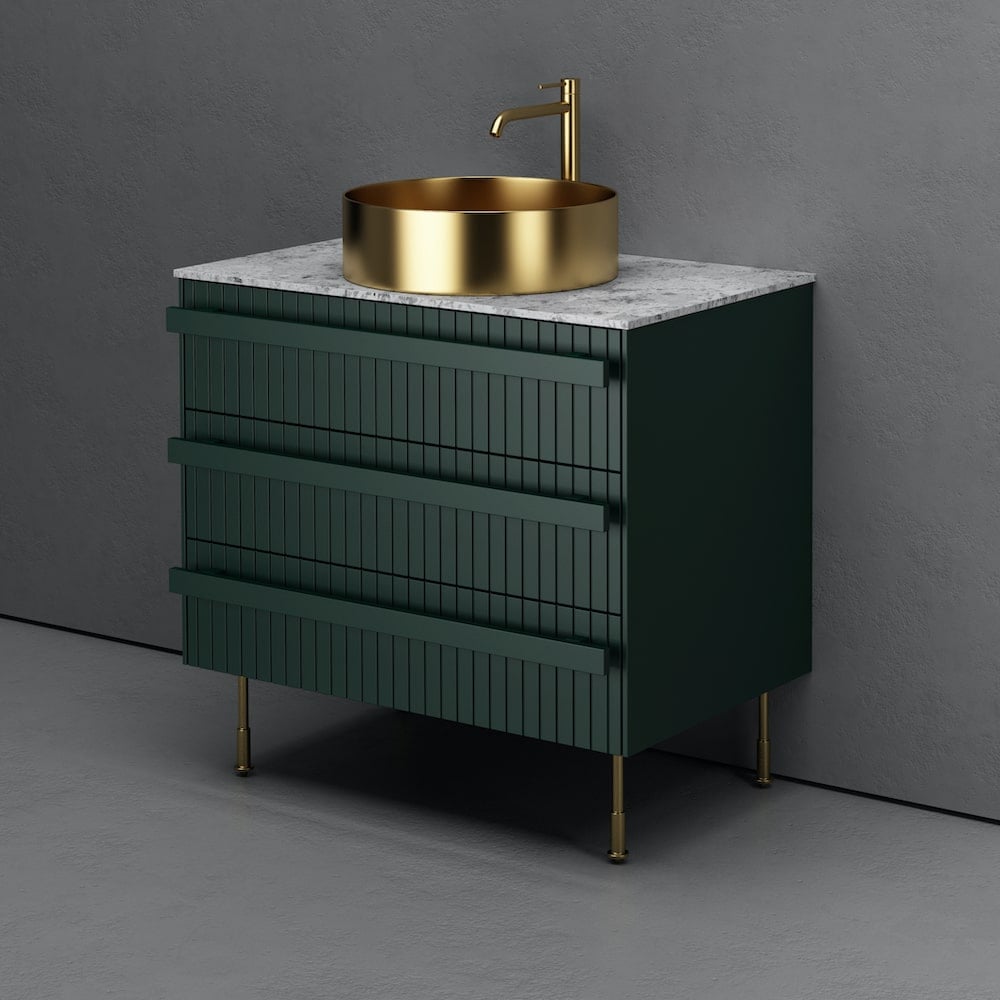 Capri Floor-standing Fluted Vanity With Gold Basin - 800mm

