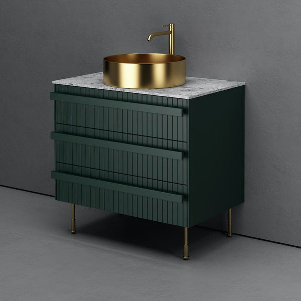 Capri Floor-standing Fluted Vanity With Gold Basin - 800mm

