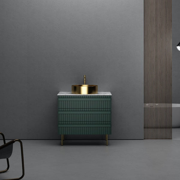 Capri Floor-standing Fluted Vanity With Gold Basin - 800mm
