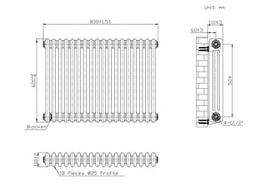 Belmont White Designer Column Radiator - 600x830mm
