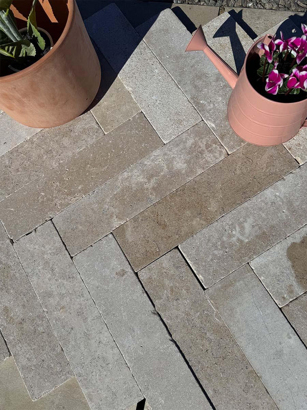 Dijon Limestone Oblong Slim Sett Pavers- 400x100x30mm