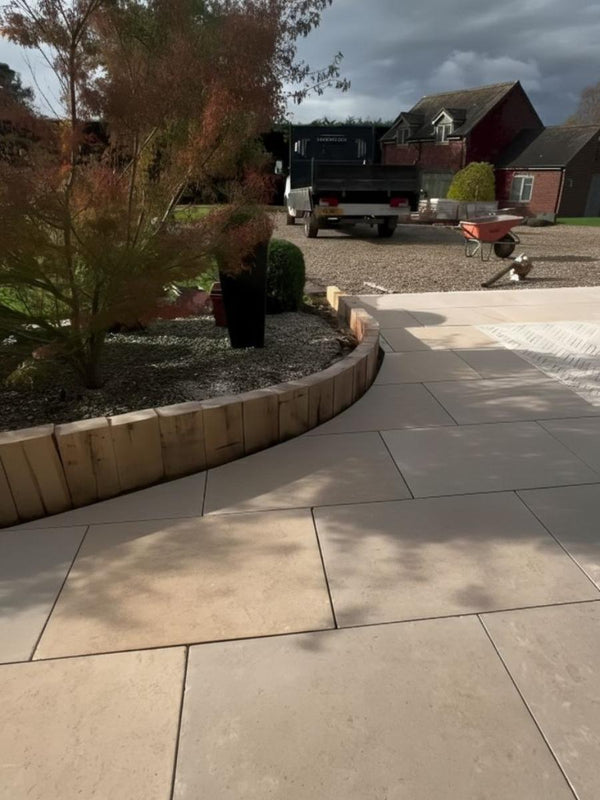 Dijon Honed & Tumbled Limestone Paving Slabs - 900x600x20mm