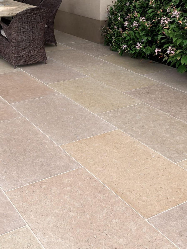 Dijon Honed & Tumbled Limestone Paving Slabs - 900x600x20mm