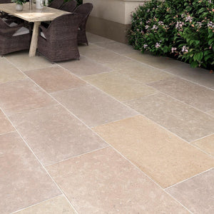 Dijon Tumbled Natural Limestone Paving Slabs - 600 x Free Length x 20mm