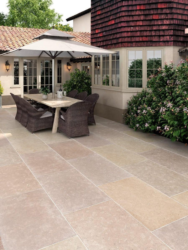 Dijon Tumbled Natural Limestone Paving Slabs - 600 x Free Length x 20mm