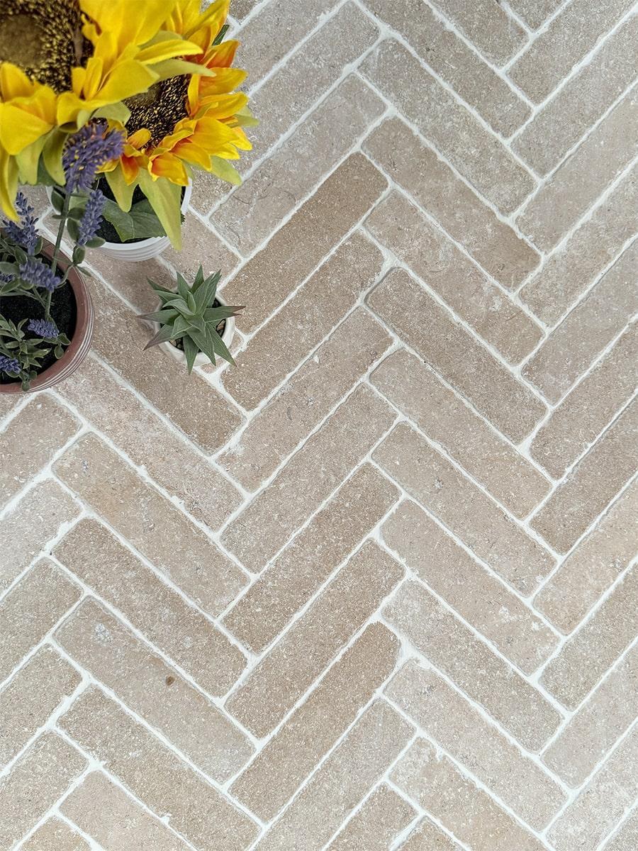 Dijon Honed & Tumbled Limestone Outdoor Pavers - 200x50x50mm