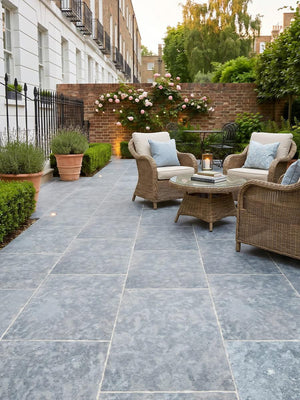 Dijon Grey Chiselled Limestone Effect Porcelain Paving Slab - 900x600x20mm