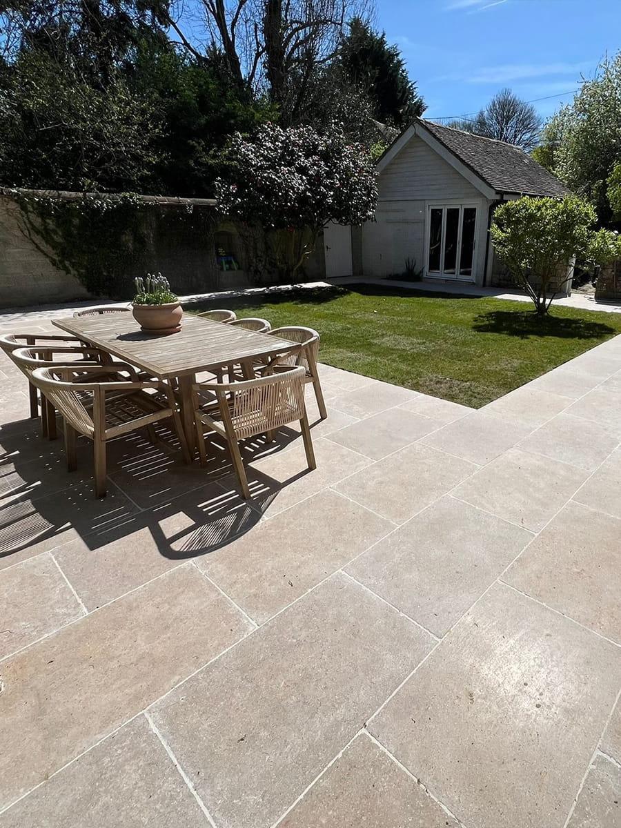 Dijon Honed & Tumbled Limestone Paving Slabs - 900x600x30mm