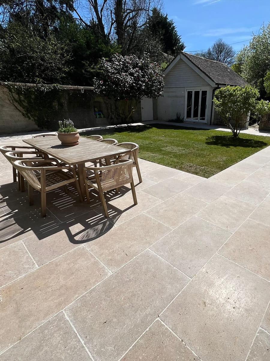 Dijon Brushed & Tumbled Limestone Paving Slabs - 900x600x20mm