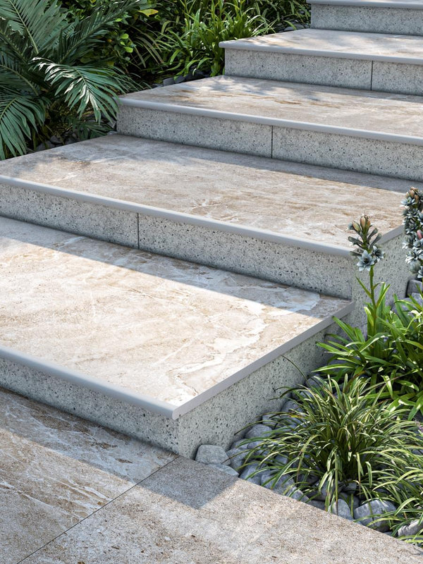 Eclipse Ivory Porcelain Bullnose Tiles - 1200x400x20mm