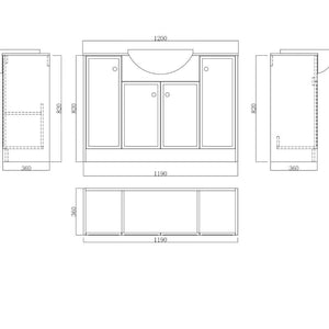 Hampton Light Beige Freestanding Vanity Unit - 1200mm
