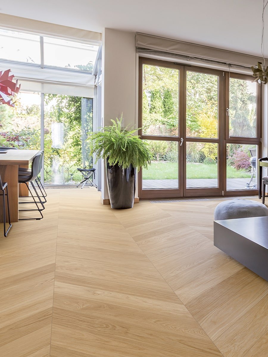 Dream Honey Chevron Wood Effect Italian Porcelain Tile - 850x150mm
