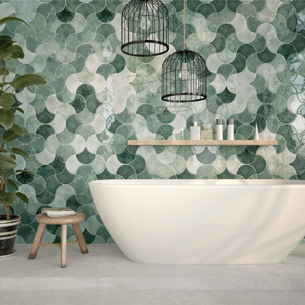 Drop Moss Gloss Wall Tile - 150x172
