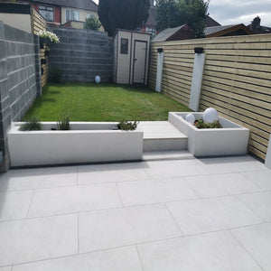Luna White Virtue Vitrified Outdoor Porcelain Paving Slabs - 900x600x20mm