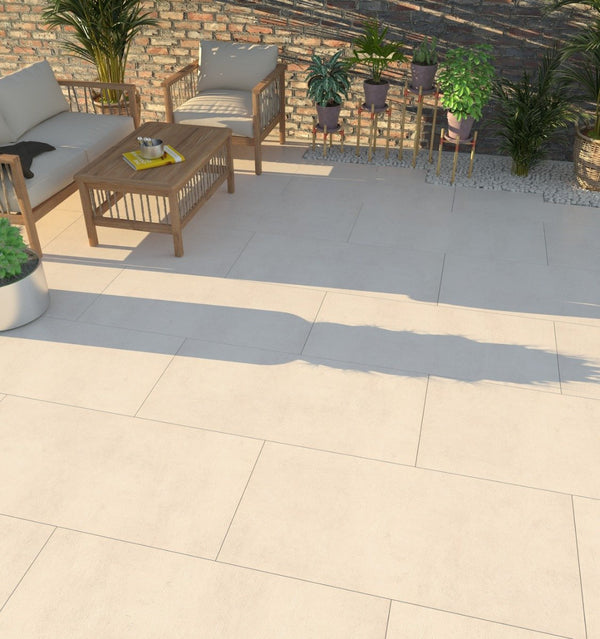 Eclipse Ivory Virtue Vitrified Porcelain Paving Slabs - 1200x600 Pack