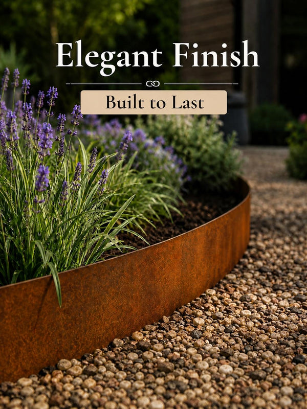 Corten Steel Lawn Edging 1075 x 100mm - Pre-Rusted (Pack of 5 Pcs)