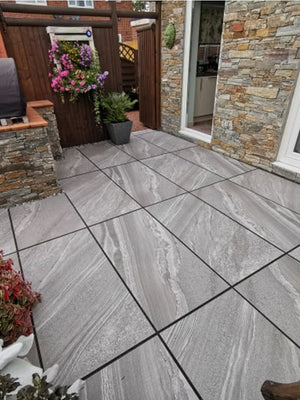 Esparada Grigio Marble Effect Outdoor Porcelain Paving Slabs - 1200x600 Pack