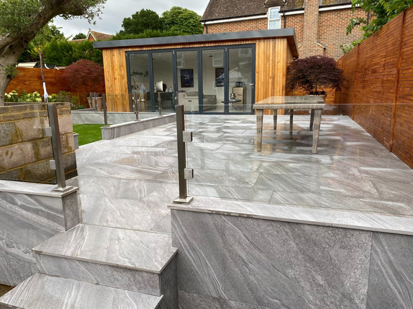 Esparada Grigio Marble Effect Outdoor Porcelain Paving Slabs - 600x600 Pack