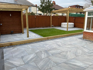 Esparada Grigio Marble Effect Outdoor Porcelain Paving Slabs - 600x600 Pack