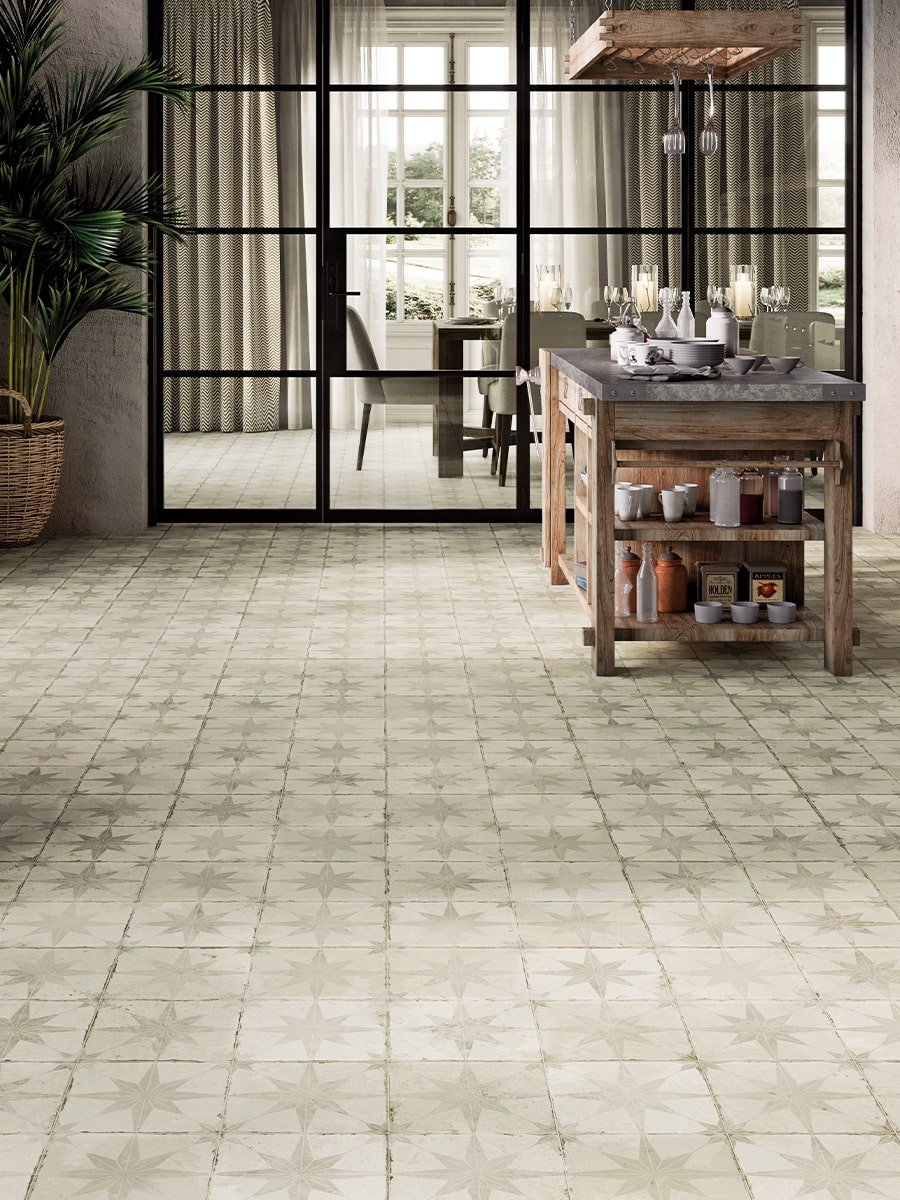 Estrella White Star Pattern Tile - 450x450x9.5mm
