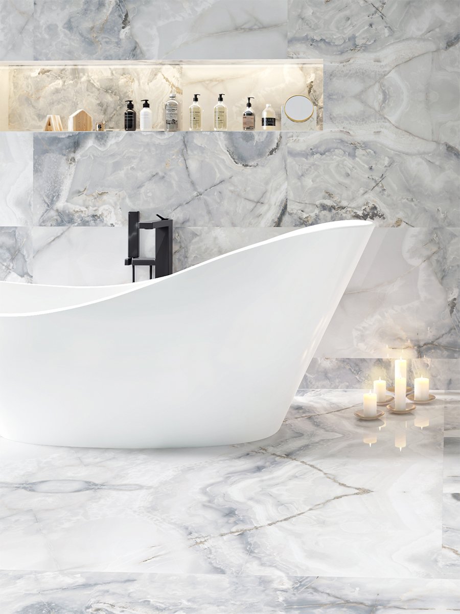 Eunoia Grey Onyx Matt Tiles - 608x608mm